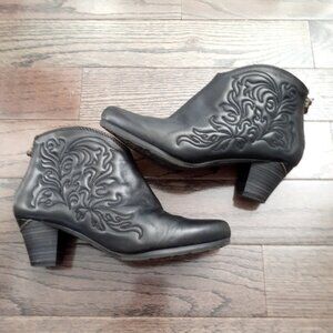 Pikolinos Women'S  Leather Cowboy‎  Western Ankle Bootie Black Size 37 Eu 6.5 Us